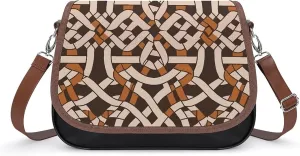 Brown Geometric Pattern Laptop Tote Bag Leather Computer Bags Lined Shoulder Purse Purses And Handbags Business Office Work Bag Top Handle Handbag for Women