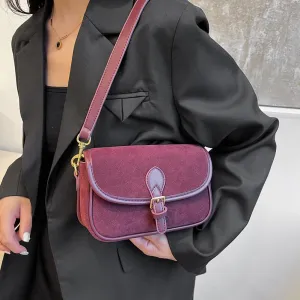 Brown Suede Bag for Women, Burgundy Fall Wine Purse, Trendy Small Crossbody Bag Satchel