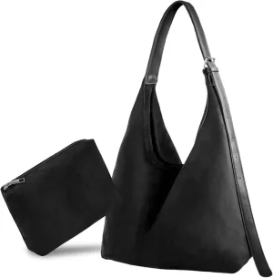 Brown Suede Bags for Women - 2024 New Adjustable Strap Brown Suede Hobo Tote Tote Handbag, Fall Suede Purse with Pouch