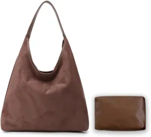 Brown Suede Bags for Women 2025 Upgrade New Suede Tote Bag for Women Suede Slouchy Bag Suede Purse Bag Shoulder Bag