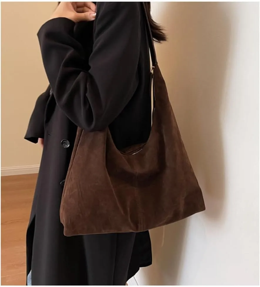 Brown Suede Handbag - Women's Suede Tote & Hobo Bags
