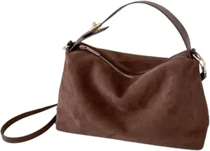 Brown Suede Handbag - Women's Suede Tote & Hobo Bags