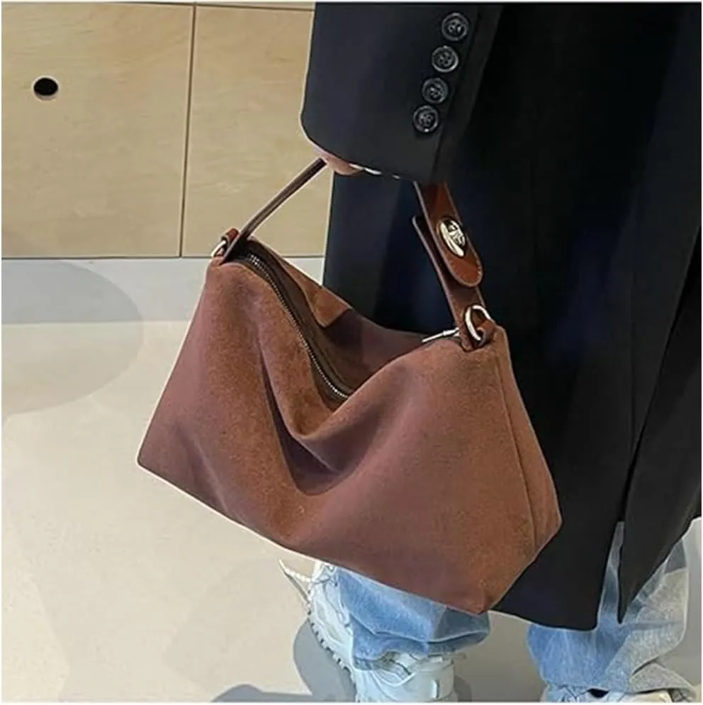 Brown Suede Handbag - Women's Suede Tote & Hobo Bags