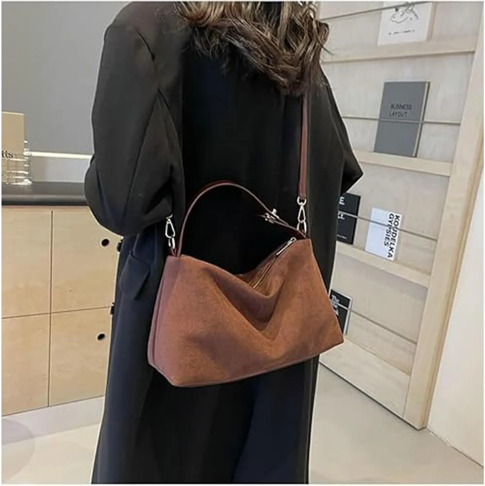Brown Suede Handbag - Women's Suede Tote & Hobo Bags