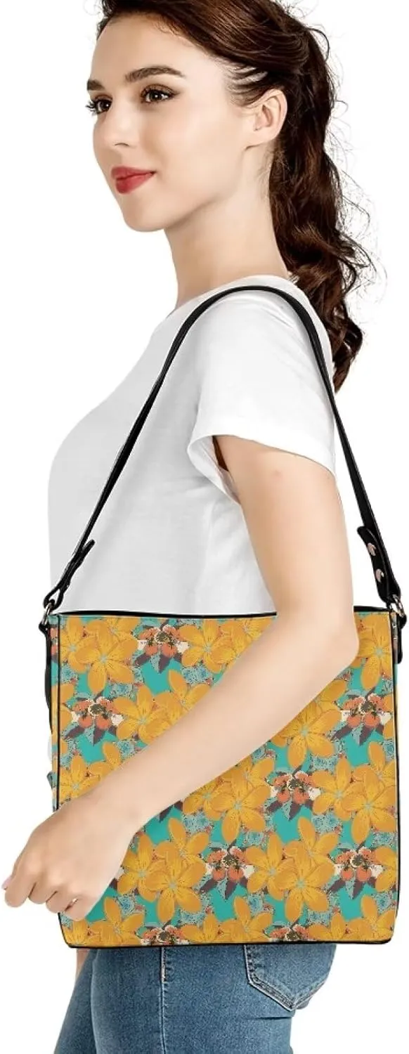 Bucket Bag Crossbody Bag Summer Purse Shoulder Bags Crossbody Purses PU Leather Tote Bag with 2 Detachable Straps