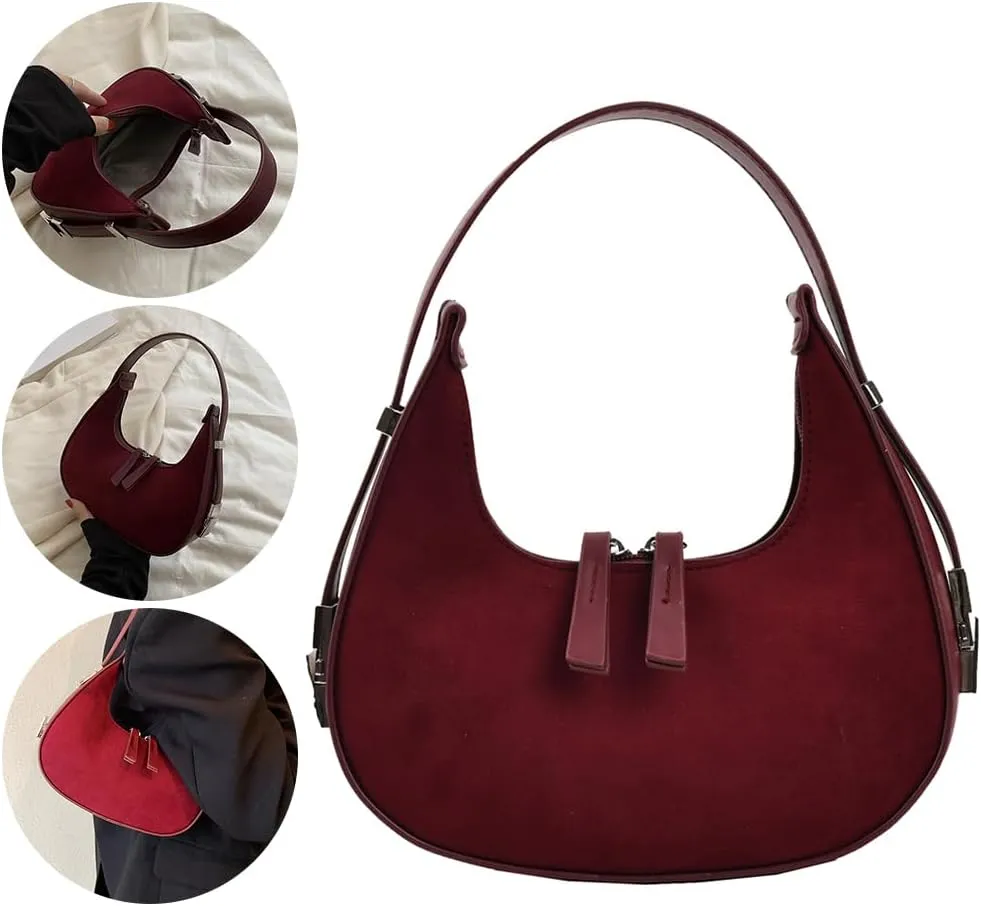 Burgundy Shoulder Bag, Burgundy Purse Satchel Hobo Bag Versatile Small Armpit Bag Top Handle Bag