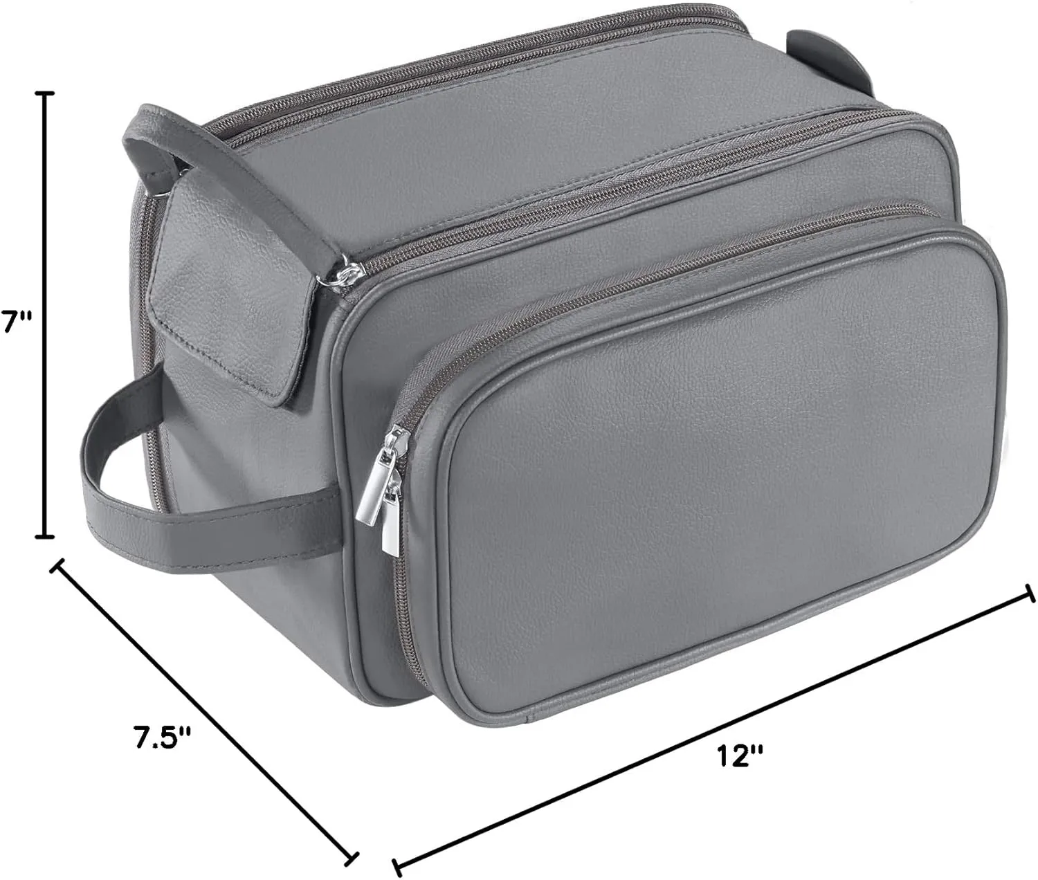 Buruis Extra Large Toiletry Bag for Men, Travel Toiletry Organizer Dopp Kit Water-resistant Shaving Bags, PU Leather Cosmetic Bathroom Shower Bag for Toiletries, Grooming, Accessories (Grey)