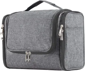 Buruis Large Capacity Toiletry Bag for Women and Men, Hanging Toiletry Organizer Cosmetics Makeup Bag, Water-resistant Dopp Kit Shaving Bags for Full Sized Toiletries, Travel Essentials (Oxford Gray)