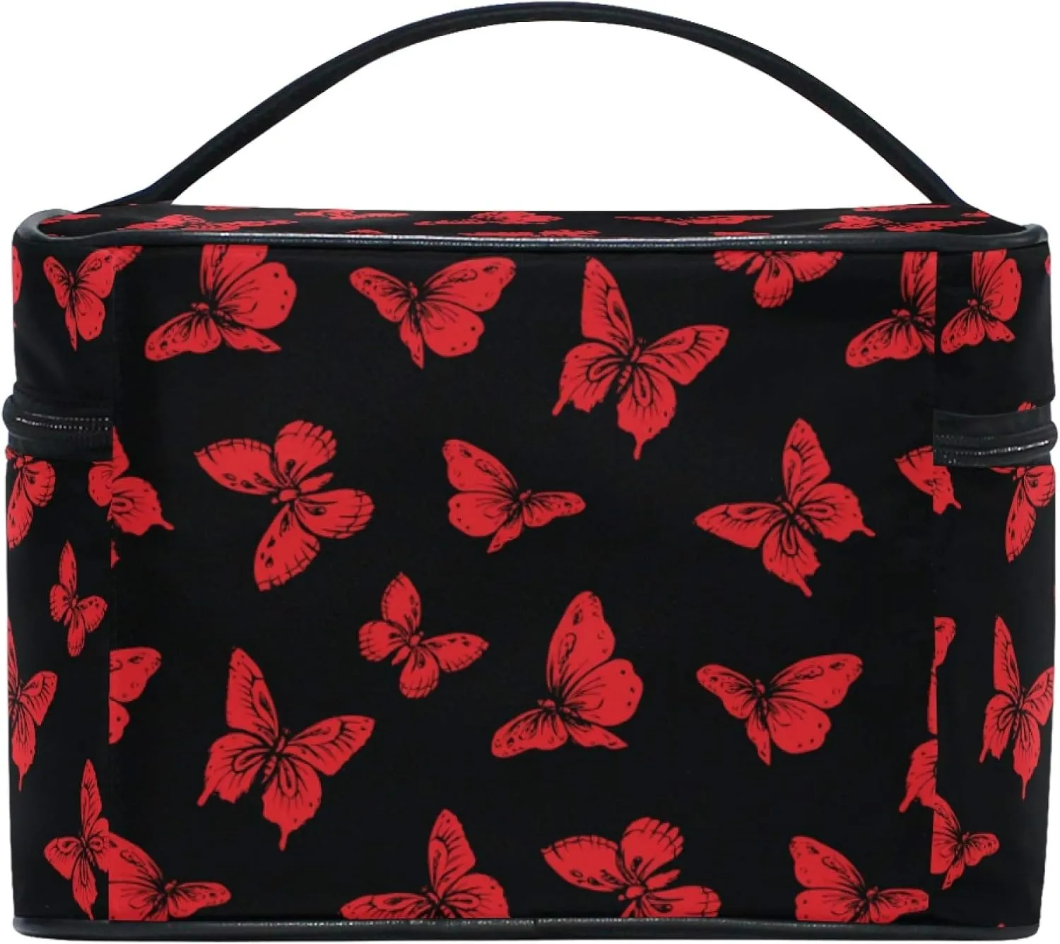 Butterfly Makeup Bag, Black Makeup Organizer Bags Toiletry Bag Box Travel Cosmetic Bag Make Up Train Case for Women Teen Girl Ladies