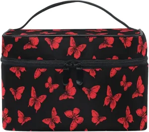 Butterfly Makeup Bag, Black Makeup Organizer Bags Toiletry Bag Box Travel Cosmetic Bag Make Up Train Case for Women Teen Girl Ladies