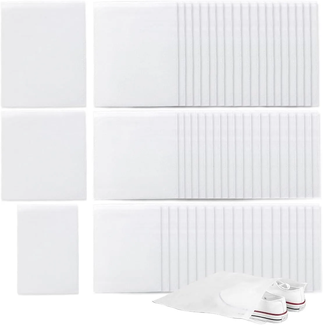 Caliee 60 Pcs Shoe Dust Bags Portable Shoe Bags For Storage Breathable Non Woven Shoe Storage Bag White 20pcs Large 20pcs Medium 20pcs Small