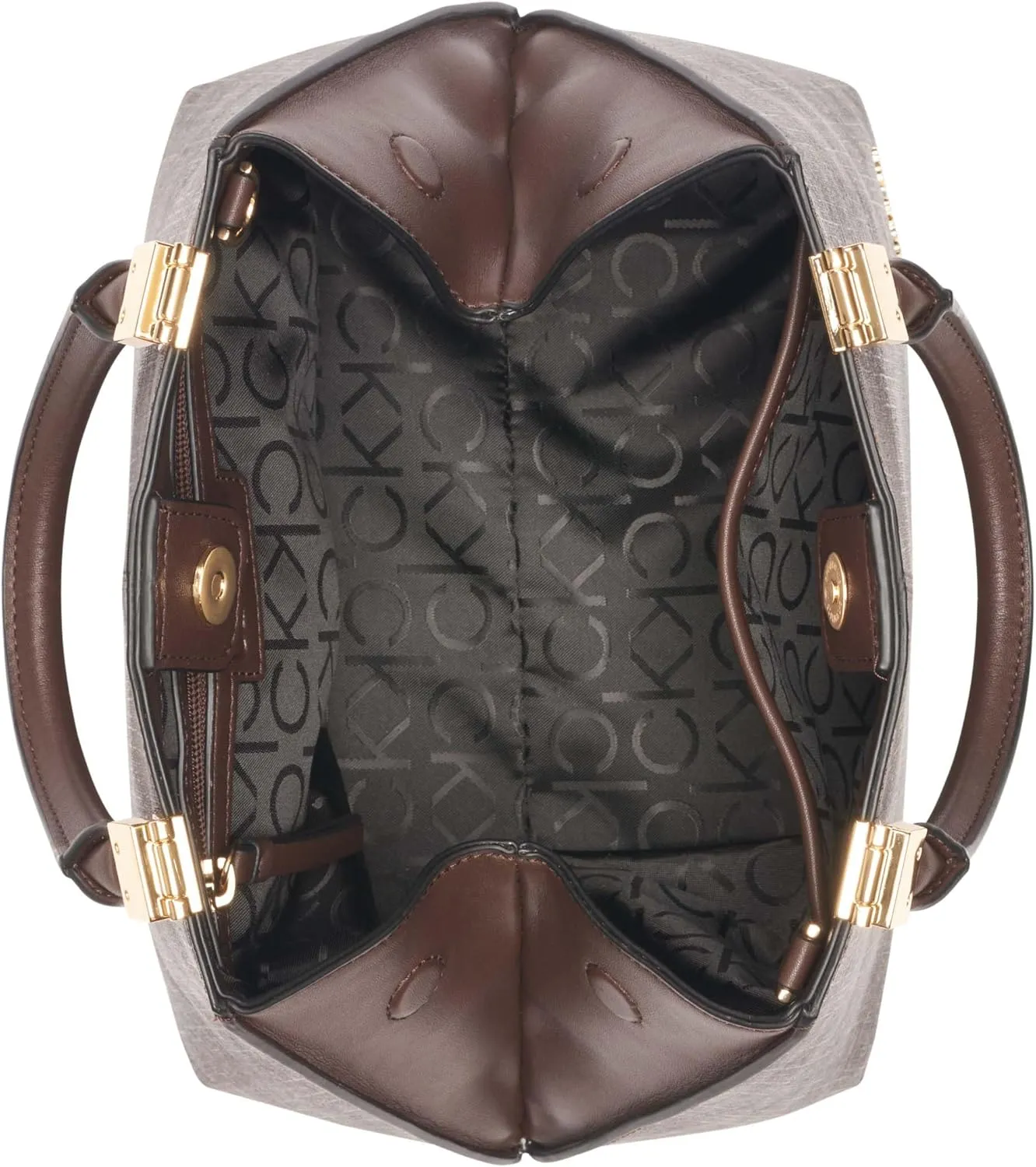 Calvin Klein Granite Geometric Satchel – 2 in 1, Vegan Leather, 2 Pockets