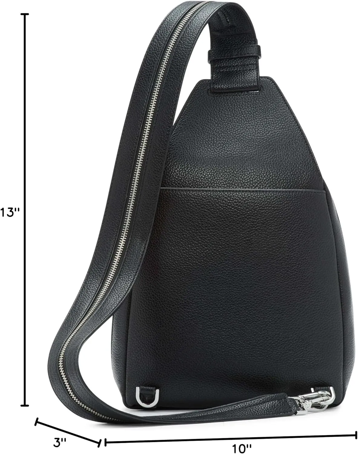 Calvin Klein Women's Myra Backpack for Women – Vegan Leather Convertible Sling Backpack, 2 Pockets, Black/Silver, One Size