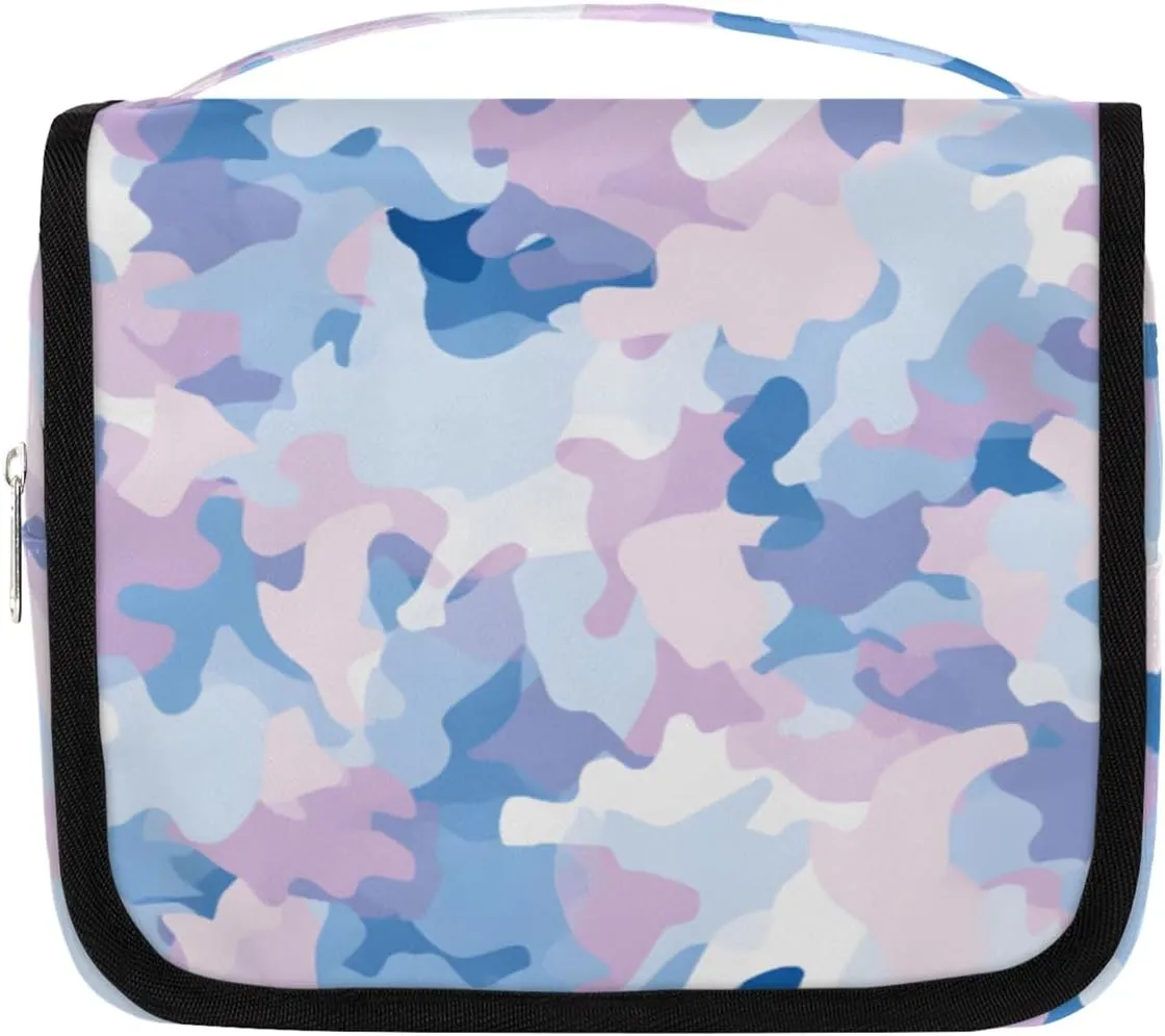 Camo Hanging Travel Toiletry Bag Kit Makeup Case Cosmetics Organizer Colorful Camouflage Toiletry Bag for Women Make up Accessories Shampoo Body Cream Brushes Set