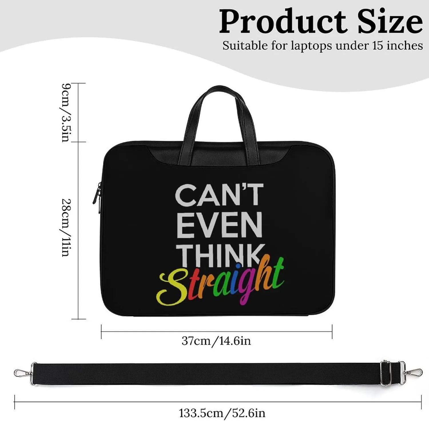 Can't Even Think Straight Lgbt Leather Bag Laptop Case Slim Water Resistant Computer Bags with Handle Briefcase for Work