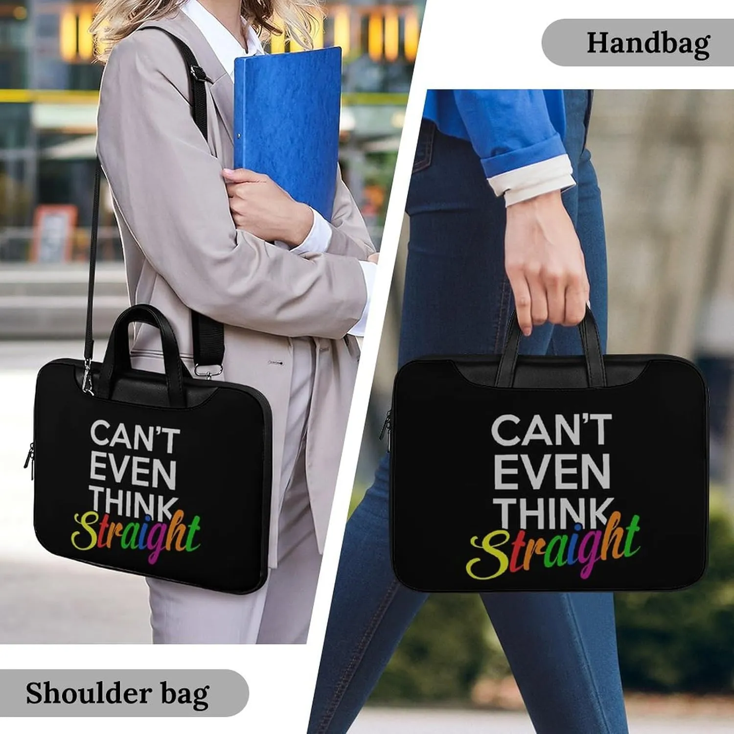 Can't Even Think Straight Lgbt Leather Bag Laptop Case Slim Water Resistant Computer Bags with Handle Briefcase for Work