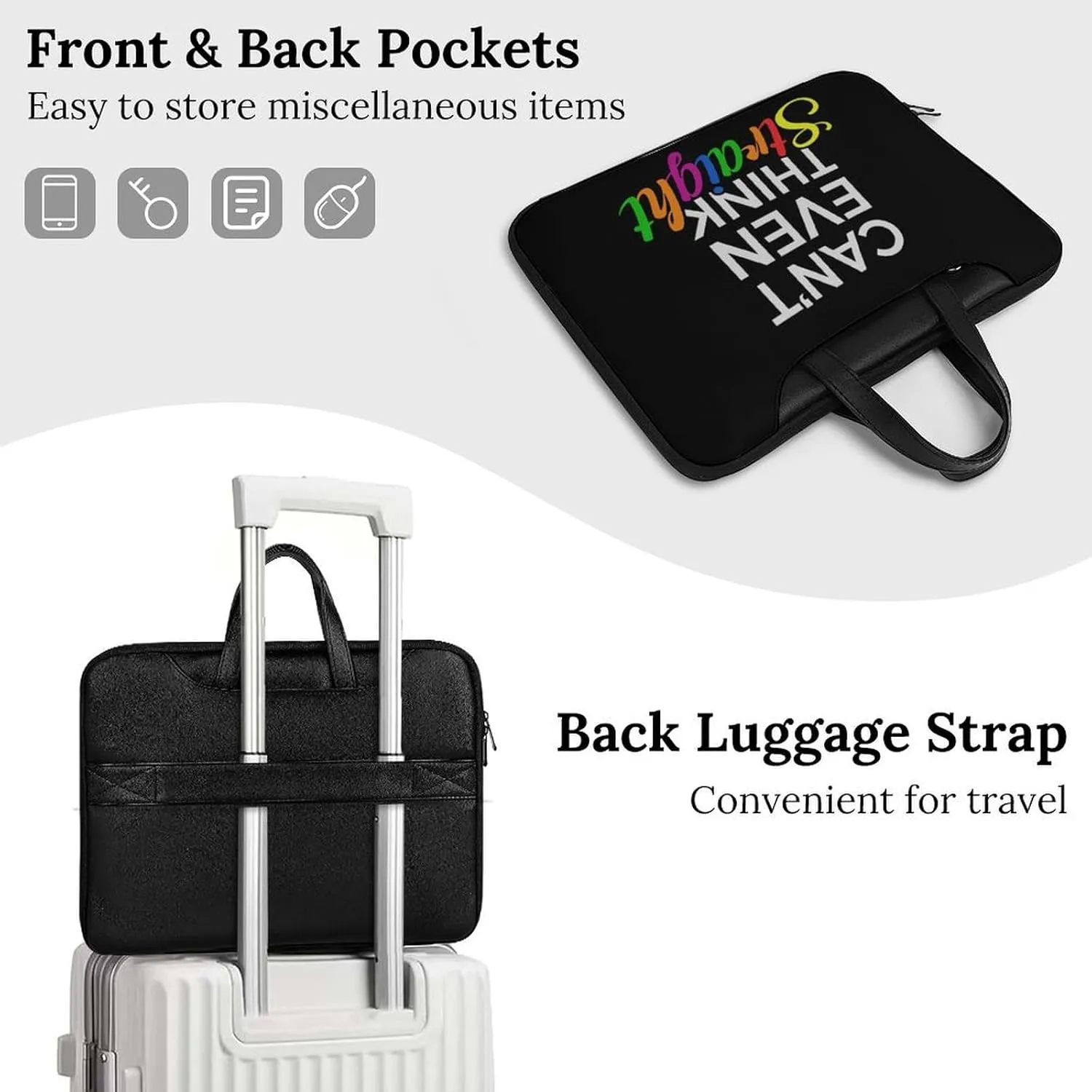 Can't Even Think Straight Lgbt Leather Bag Laptop Case Slim Water Resistant Computer Bags with Handle Briefcase for Work