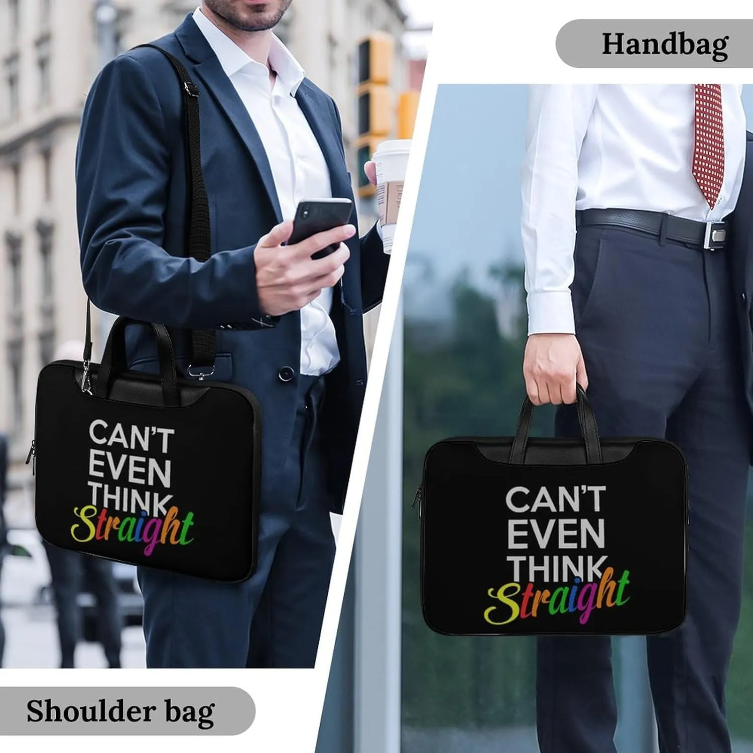 Can't Even Think Straight Lgbt Leather Bag Laptop Case Slim Water Resistant Computer Bags with Handle Briefcase for Work