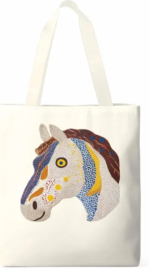 Canvas Tote Bag, Boho Geometric Horse Print patterned Canvas Tote Handbags for Women Shoulder Bag,