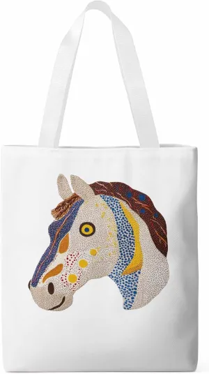 Canvas Tote Bag, Boho Geometric Horse Print patterned Canvas Tote Handbags for Women Shoulder Bag,
