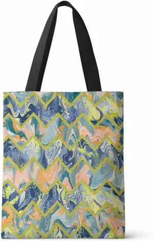 Canvas Tote Bag Navy Blue Marble Abstract Geometric Contemporary Art Reusable Grocery Bags Shoulder Bag for Gym Work