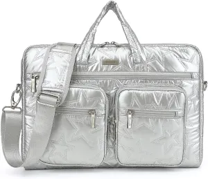 canvaslife15-15.6 inch Laptop Shoulder Bag, for MacBook Pro 16, Hp Lenovo Dell 14 inch Waterproof Messenger Bag Case Sleeve (Silver)