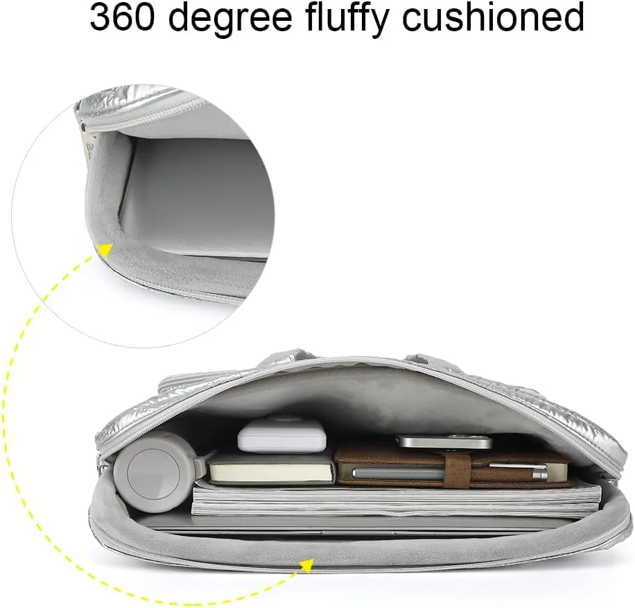 canvaslife15-15.6 inch Laptop Shoulder Bag, for MacBook Pro 16, Hp Lenovo Dell 14 inch Waterproof Messenger Bag Case Sleeve (Silver)