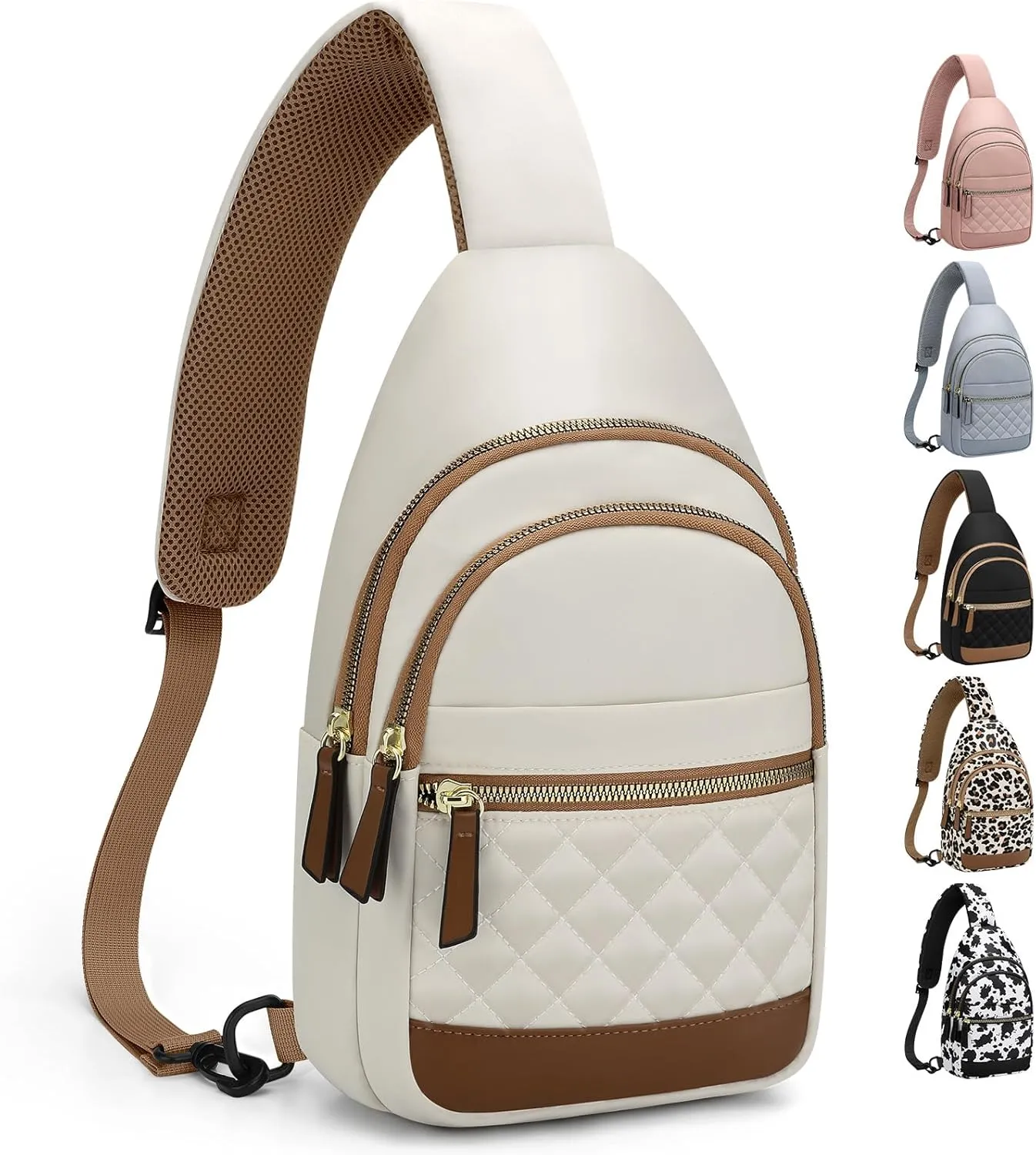 Capolo Sling Bag for Women Men Waterproof Crossbody Bags for Women Trendy Casual Fanny Pack with Convertible Shoulder Strap Chest Bag for Travel Hiking(Beige, Medium)