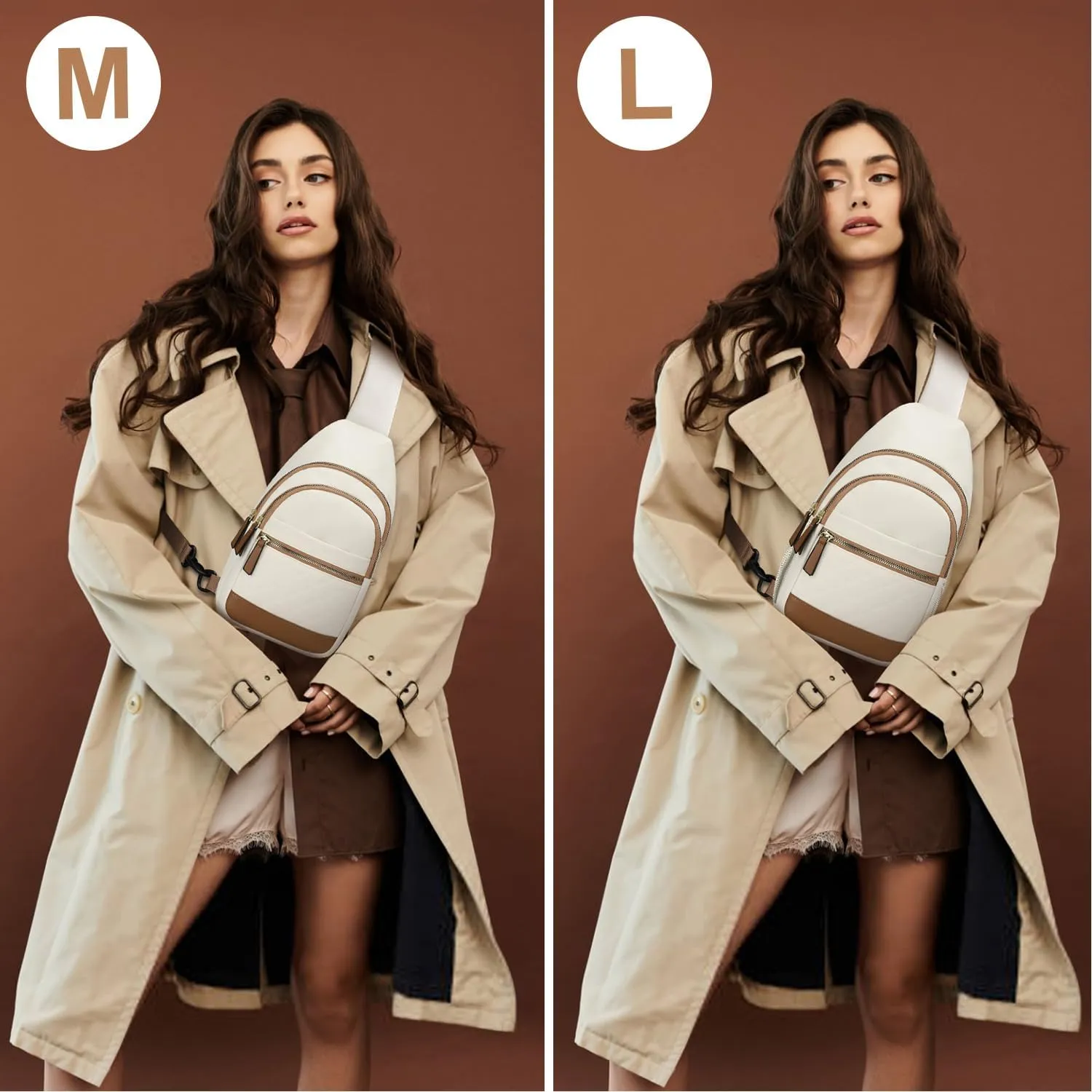Capolo Sling Bag for Women Men Waterproof Crossbody Bags for Women Trendy Casual Fanny Pack with Convertible Shoulder Strap Chest Bag for Travel Hiking(Beige, Medium)