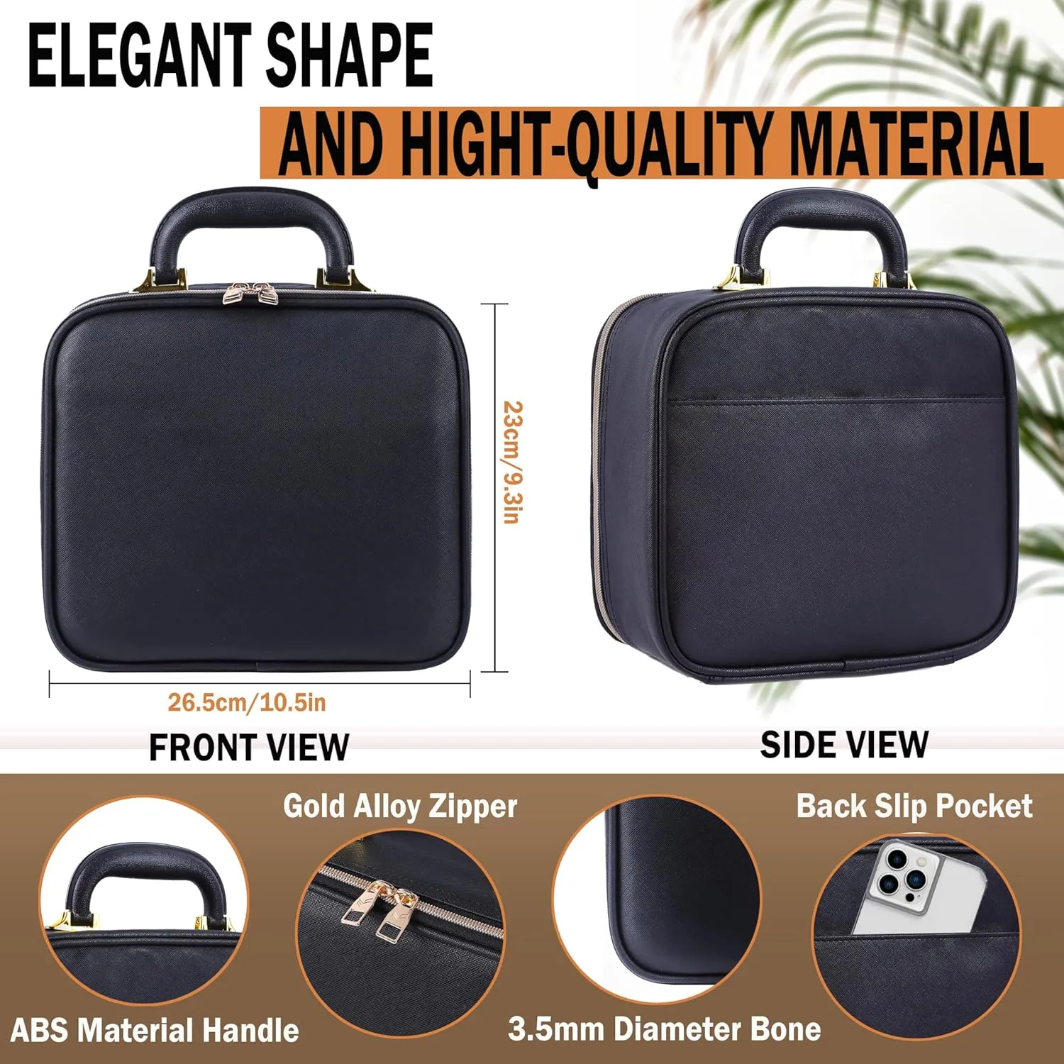 CapsLock Makeup bag with Mirror, LED Light, 3 Adjustable Brightness Levels, Cosmetic Bag with Handle, Portable Storage, Adjustable Partition, Waterproof, Monogrammed Gift Makeup Bag for Women