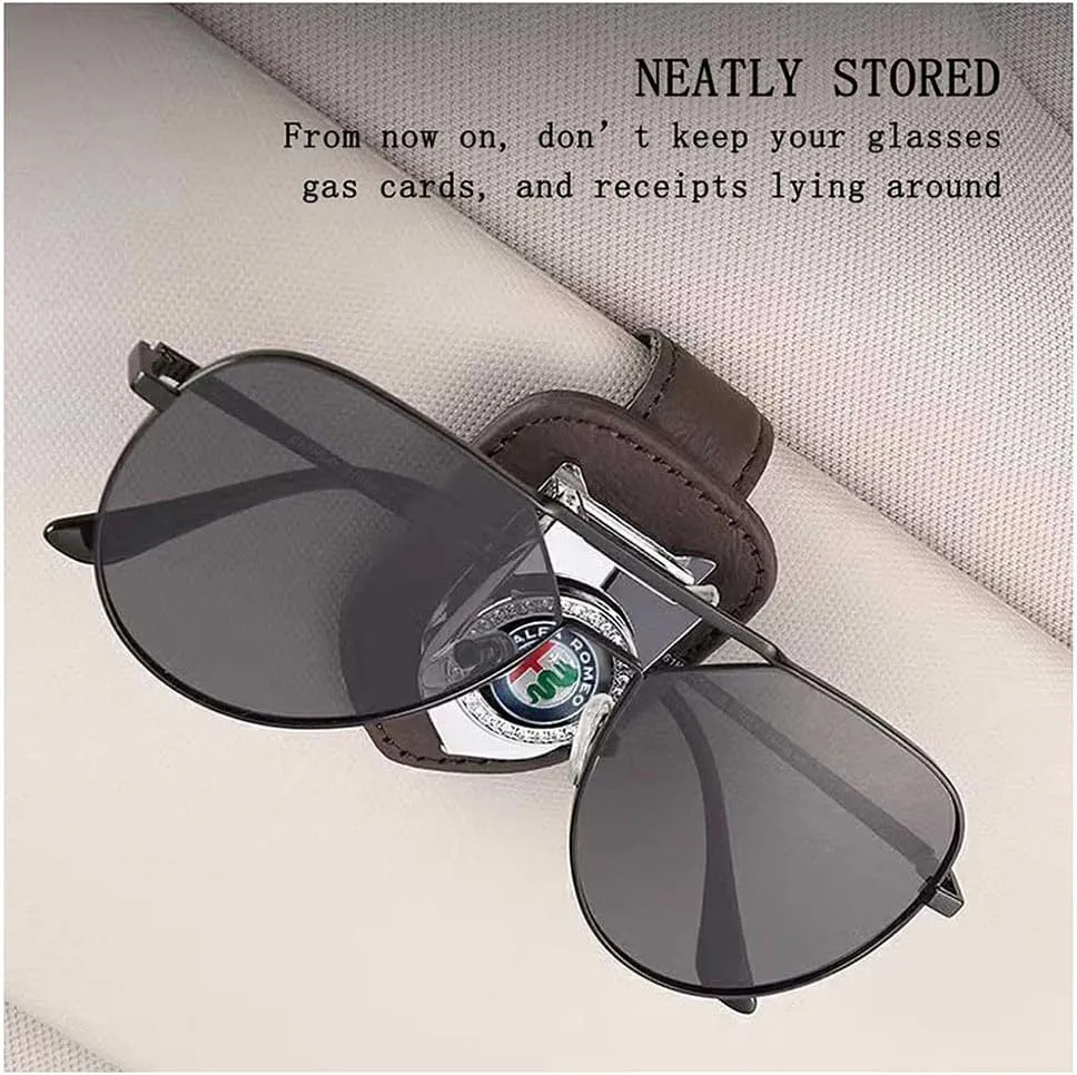 Car Glasses Clip for Alfa Romeo Giulietta Giulia Stelvio Mito 147 156 159 166,Sunglass Holder Visor Sunglasses Organizer Magnetic Sunglasses Clip Visor Accessories Interior Car Accessories