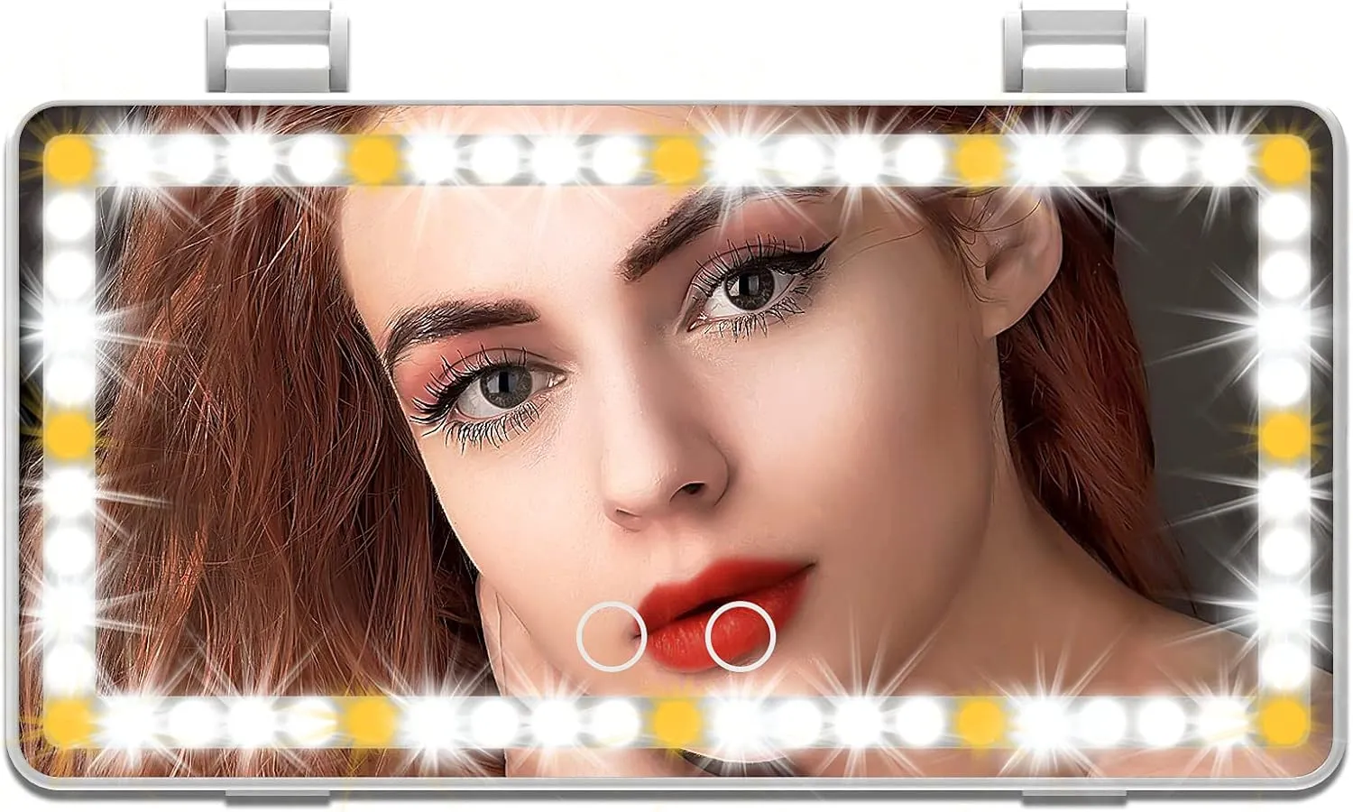 Car Visor Vanity Mirror Rechargable LED Light Makeup Mirror for Car Truck SUV Clip on Sun Visor 3 Light Modes & 60 LEDs Dimmable touch screen Cars Mirrors as A Gifts for Valentine's Day(White)