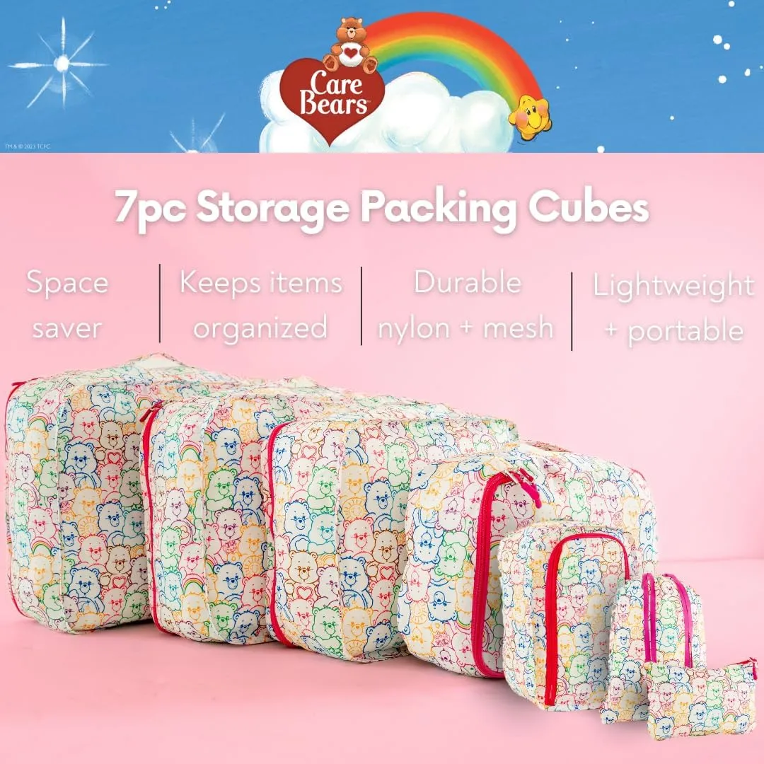 Care Bears Beauty 7 Piece Soft Storage Organization Packing Cubes Travel Set (Officially Licensed Product) By Franco Collectibles