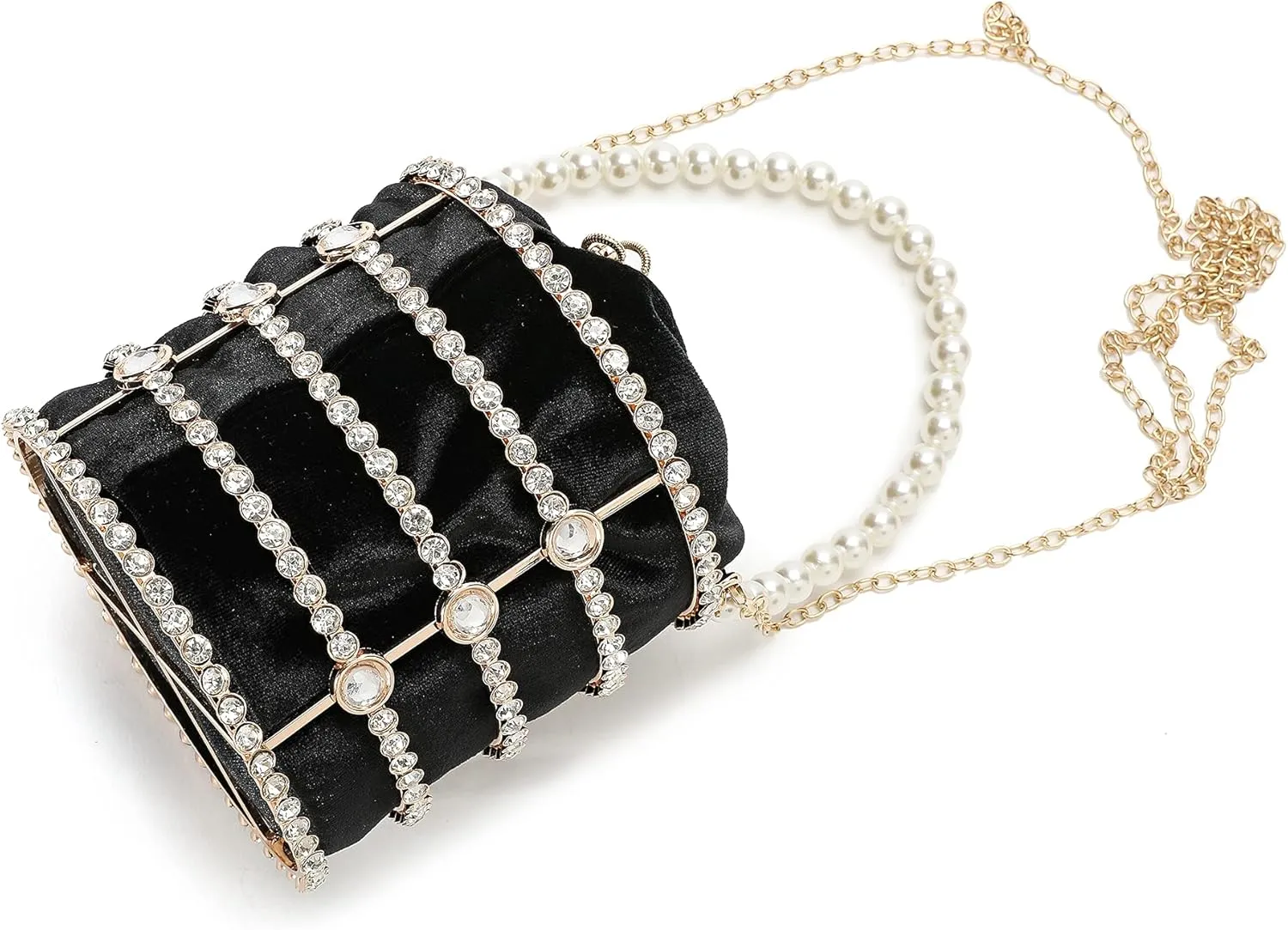 CARIEDO Evening Handbag Women Clutch Purses with Pearl Diamonds for Wedding Prom Birthday Party Dinner Accessories