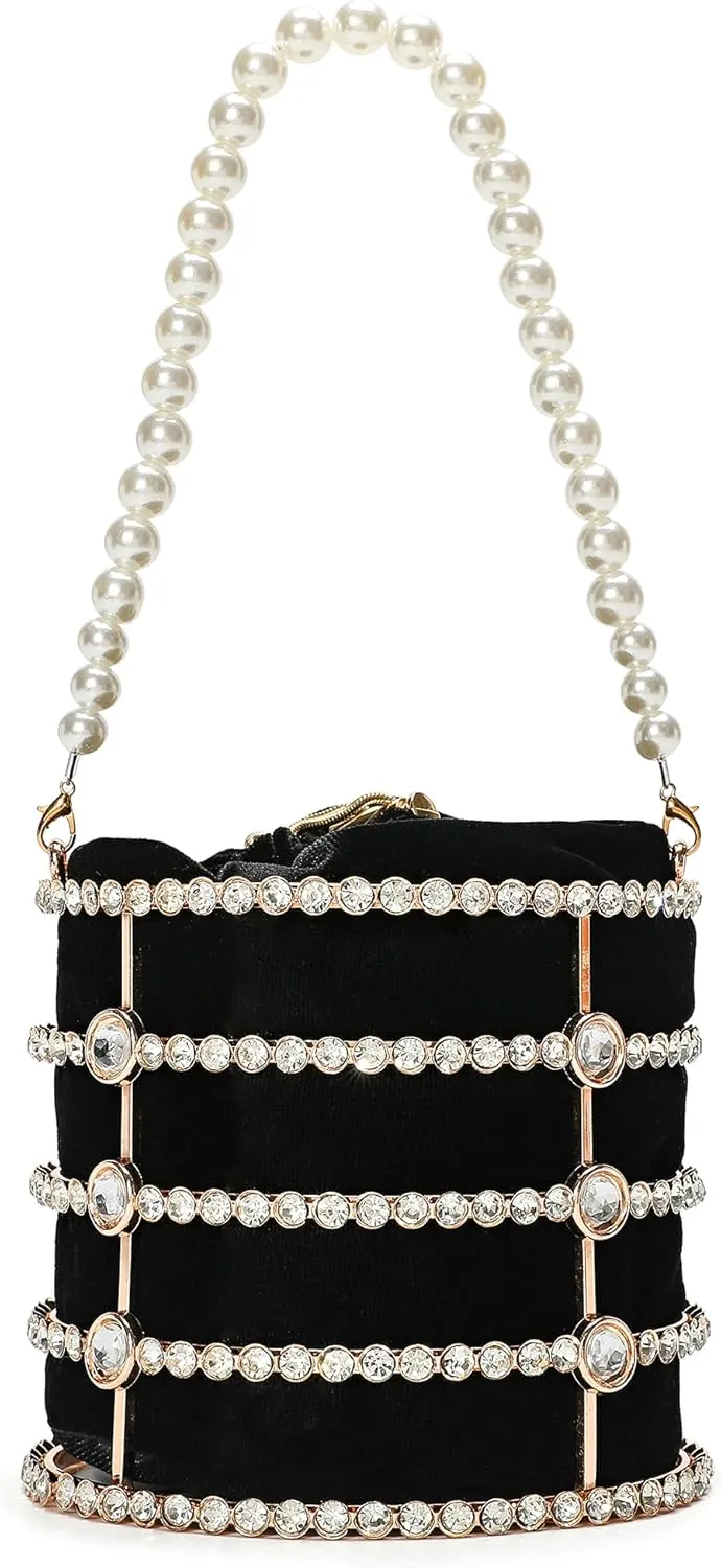 CARIEDO Evening Handbag Women Clutch Purses with Pearl Diamonds for Wedding Prom Birthday Party Dinner Accessories