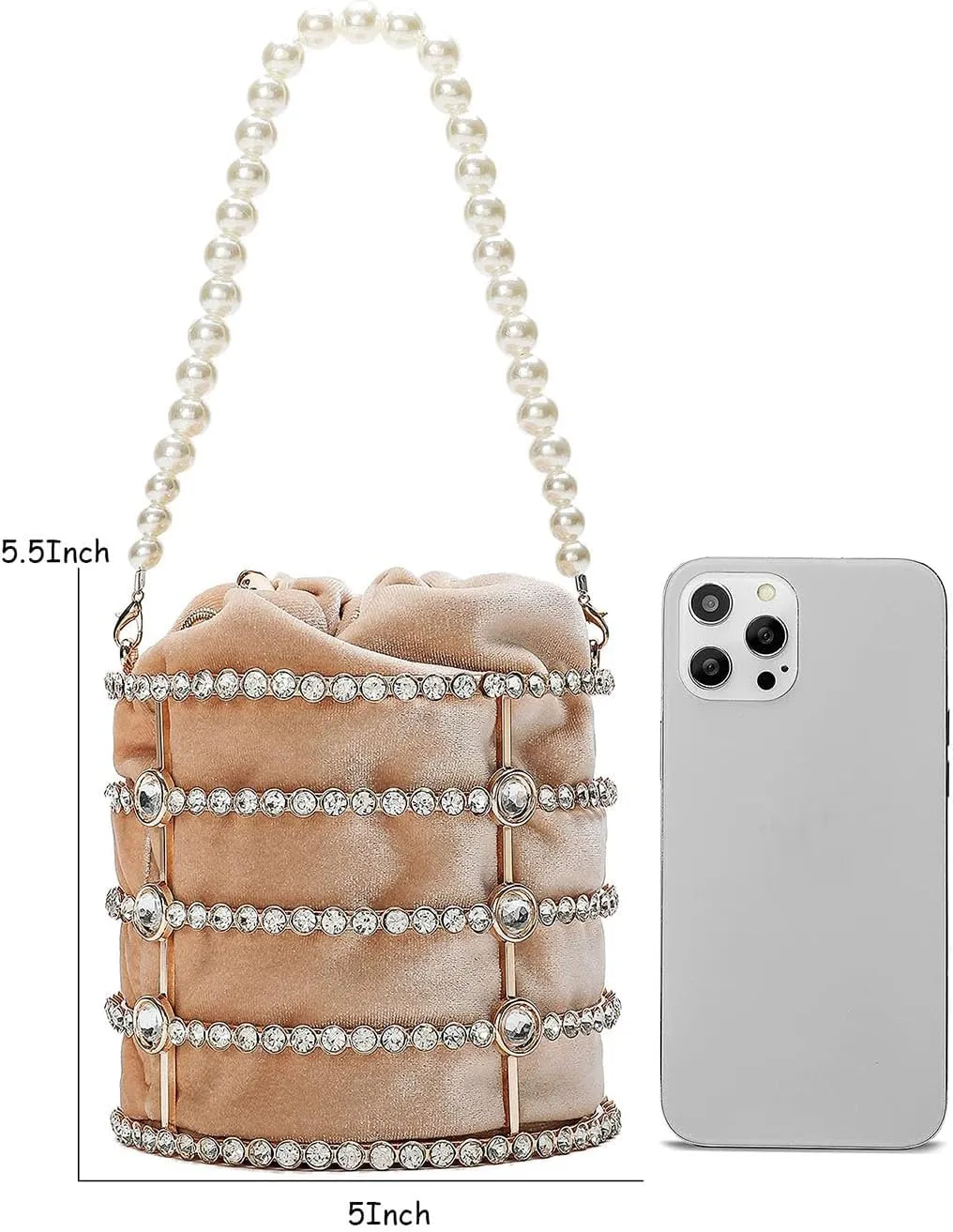 CARIEDO Evening Handbag Women Clutch Purses with Pearl Diamonds for Wedding Prom Birthday Party Dinner Accessories