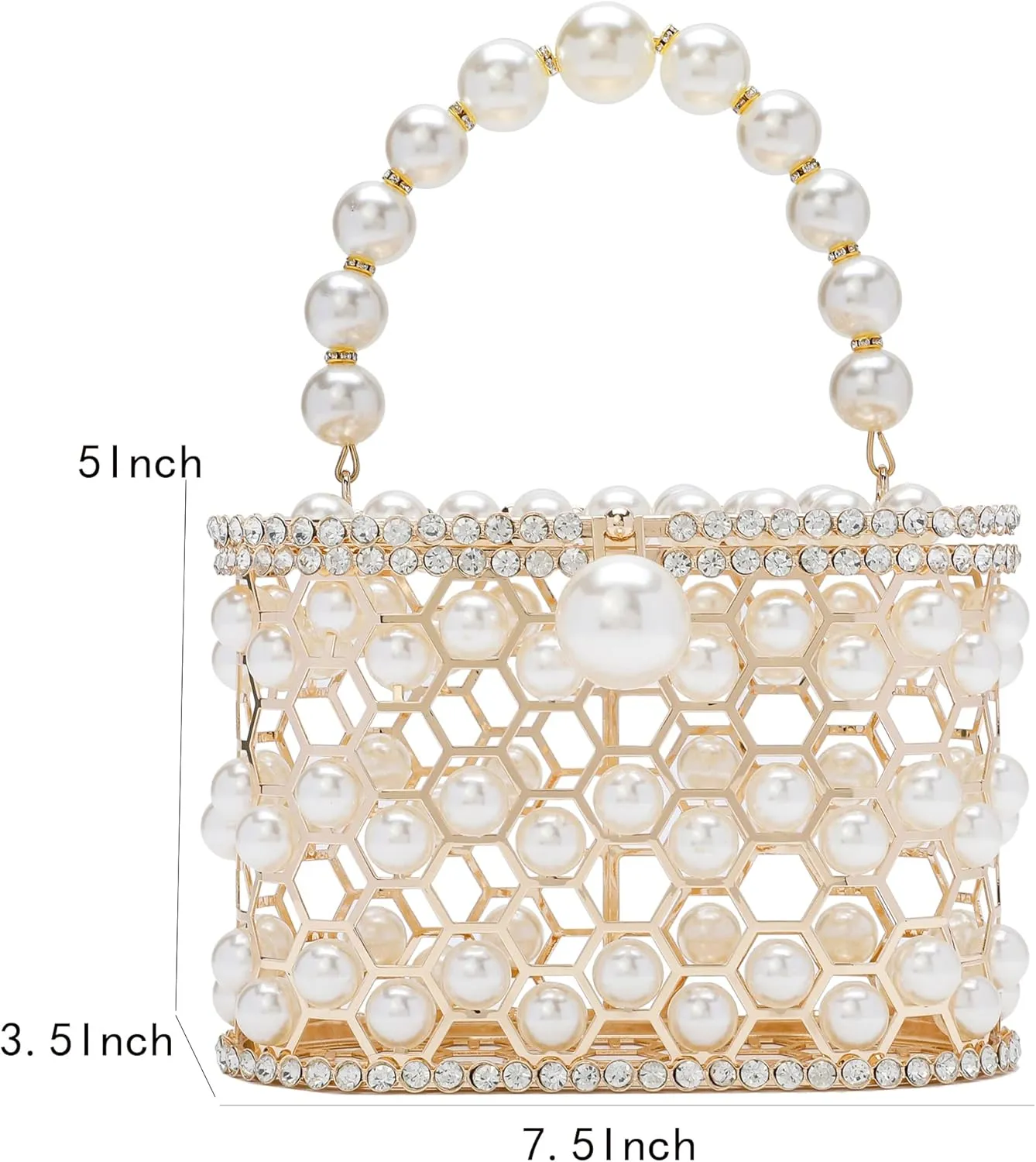 CARIEDO Evening Handbag Women Clutch Purses with Pearl Diamonds for Wedding Prom Birthday Party Dinner Accessories