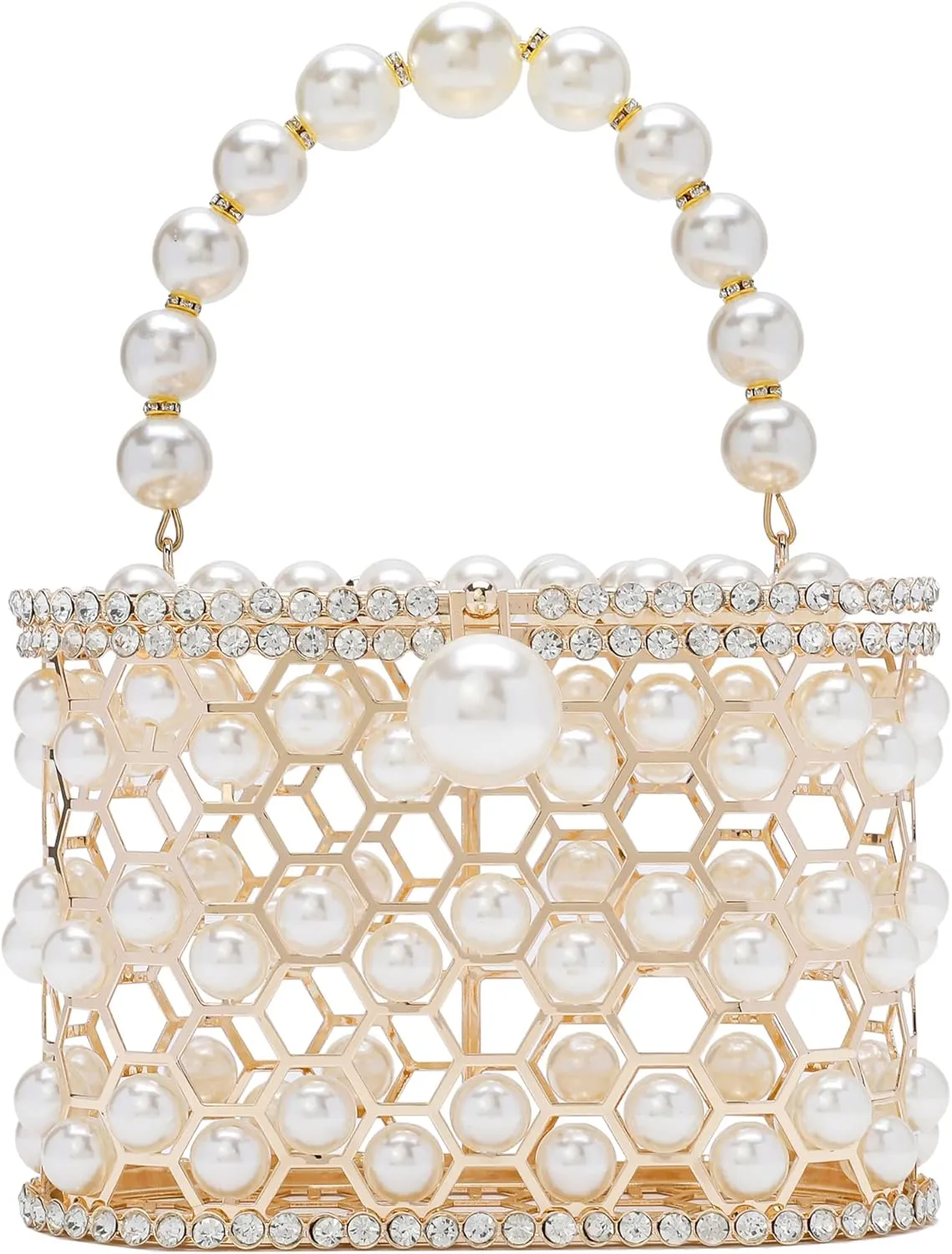CARIEDO Evening Handbag Women Clutch Purses with Pearl Diamonds for Wedding Prom Birthday Party Dinner Accessories