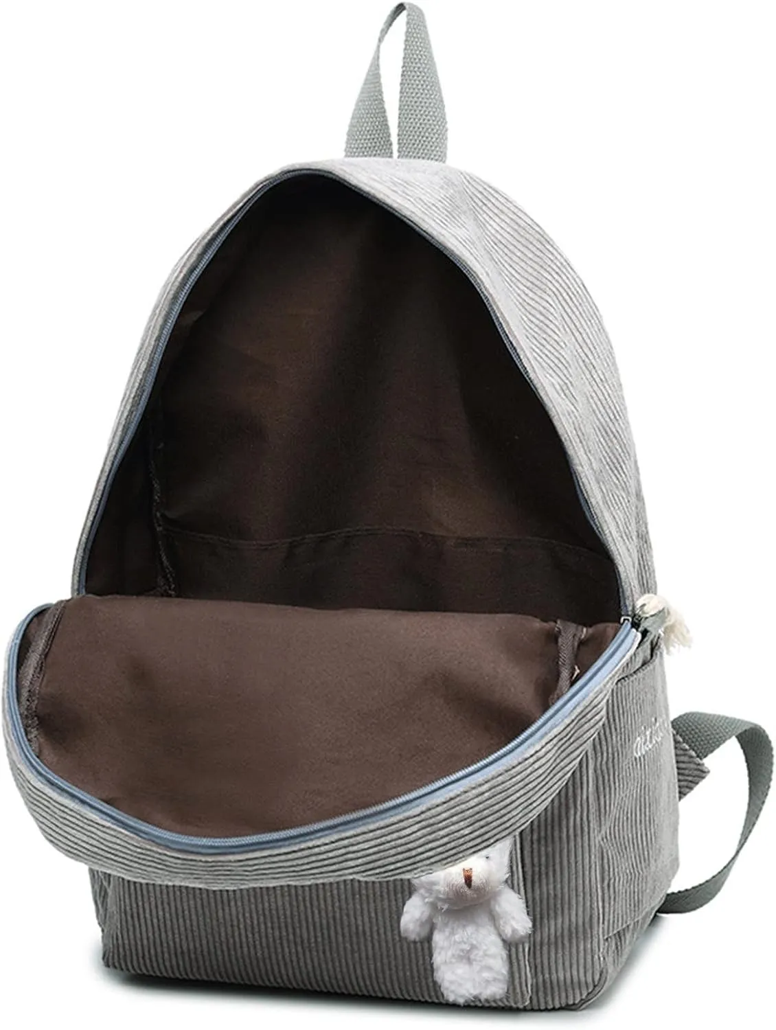 Casual Shoulder Corduroy Backpack Student Fashion Bag Womens Bag Youth Simple Hiking Backpack for (Light Blue, One Size)