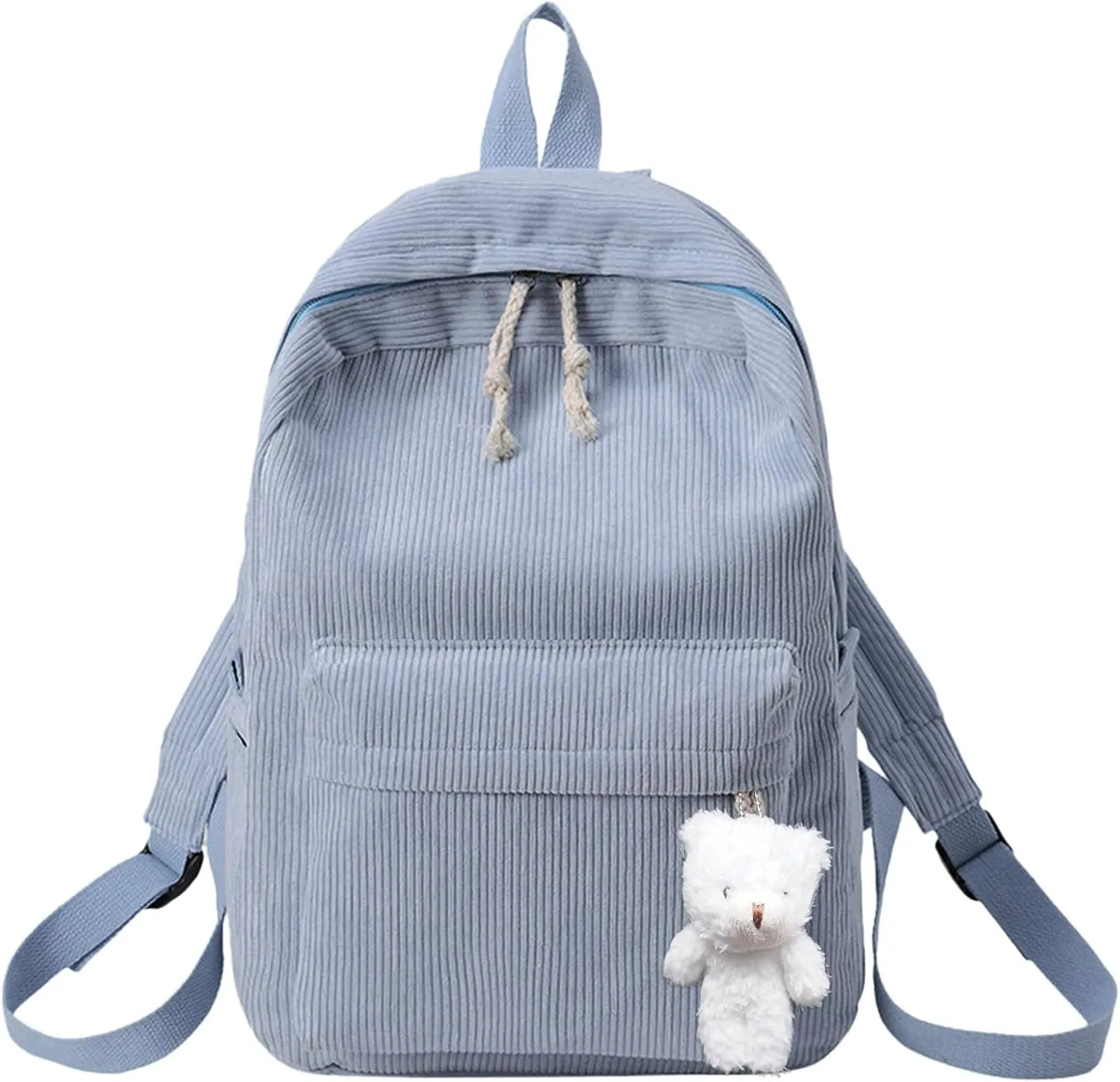 Casual Shoulder Corduroy Backpack Student Fashion Bag Womens Bag Youth Simple Hiking Backpack for (Light Blue, One Size)