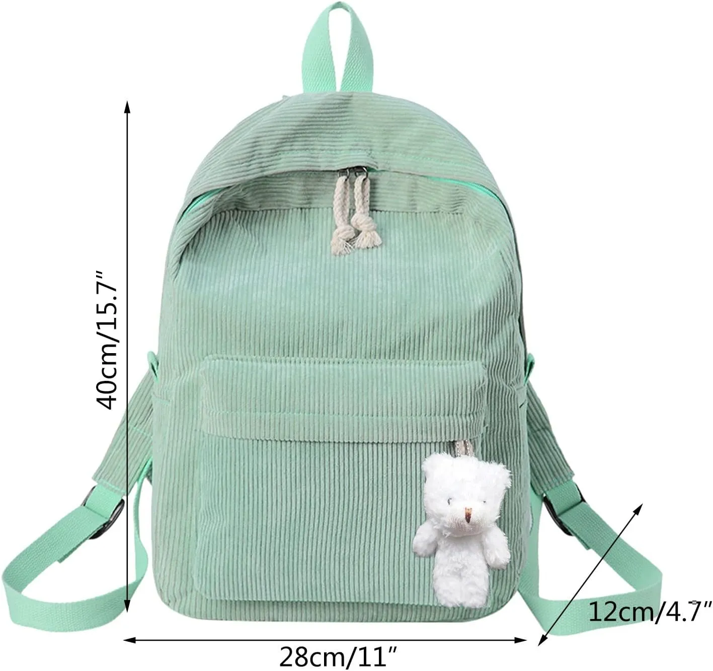 Casual Shoulder Corduroy Backpack Student Fashion Bag Womens Bag Youth Simple Hiking Backpack for (Light Blue, One Size)