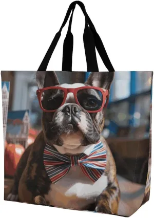 Cat Butterfly Tote Bags, Reusable Grocery Bags, Large Shopping Bag, Shoulder Bag for Women