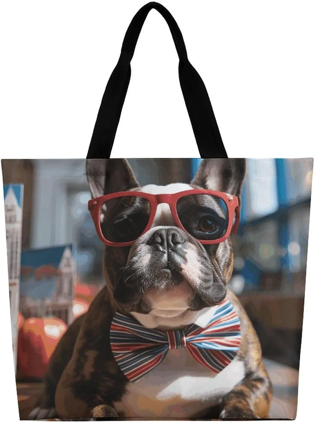 Cat Butterfly Tote Bags, Reusable Grocery Bags, Large Shopping Bag, Shoulder Bag for Women