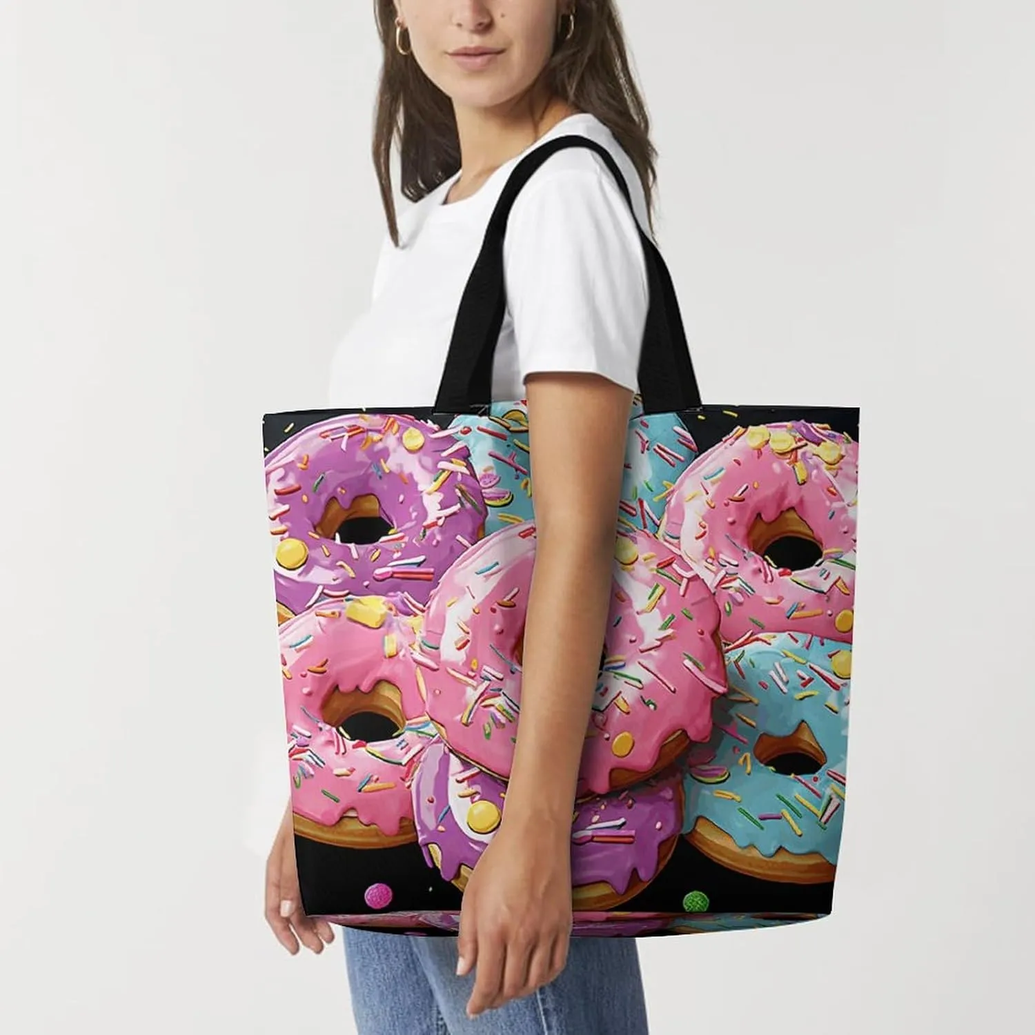 Cat Butterfly Tote Bags, Reusable Grocery Bags, Large Shopping Bag, Shoulder Bag for Women