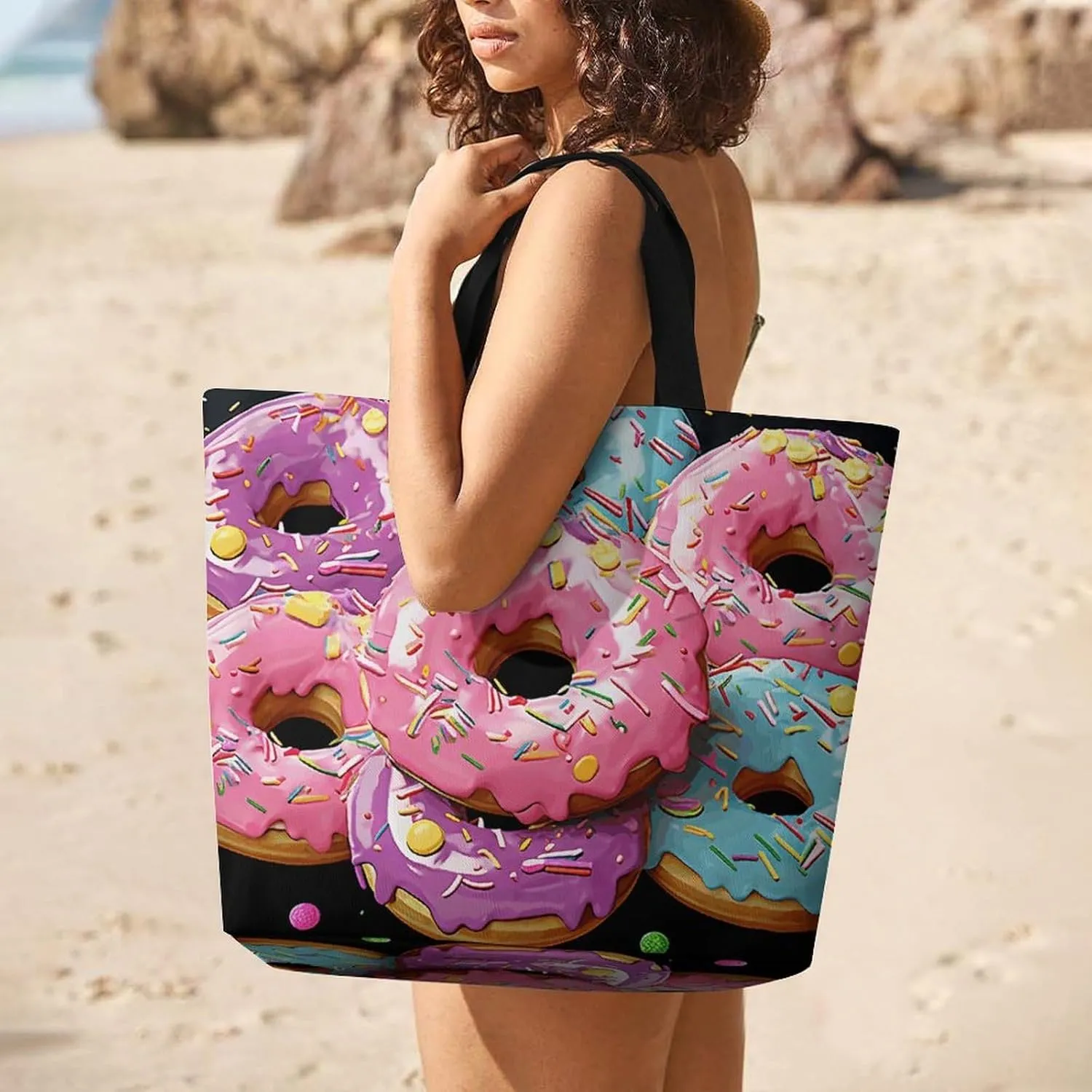Cat Butterfly Tote Bags, Reusable Grocery Bags, Large Shopping Bag, Shoulder Bag for Women