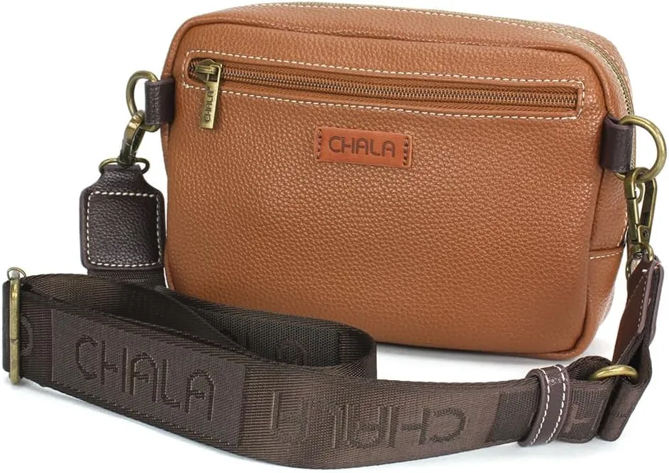 CHALA Mini Pack Women RFID Protected Sling Purse and Waist Bag with Two Adjustable Straps - Paw Print - brown