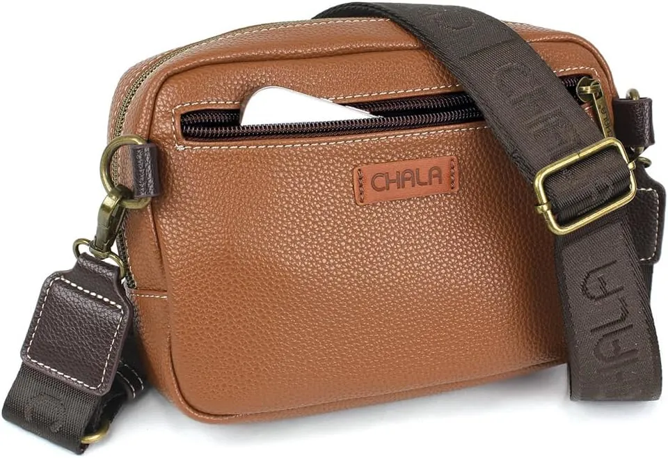 CHALA Mini Pack Women RFID Protected Sling Purse and Waist Bag with Two Adjustable Straps - Paw Print - brown