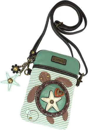 Chala Striped Sea Turtle Cellphone Crossbody Handbag - Convertible Strap Turtle Lovers Collectors