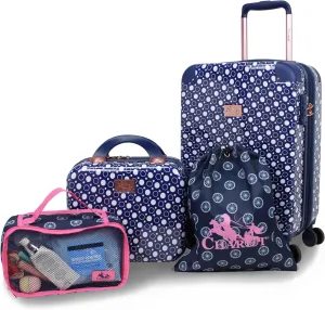 Chariot Women's Luggage 20-Inch Carry-On, Matching Cosmetic Case, and 2 Travel Accessory Bags, Dotty, 4-Piece Set