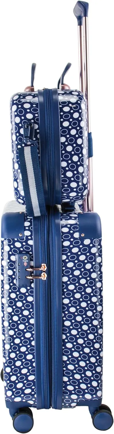 Chariot Women's Luggage 20-Inch Carry-On, Matching Cosmetic Case, and 2 Travel Accessory Bags, Dotty, 4-Piece Set